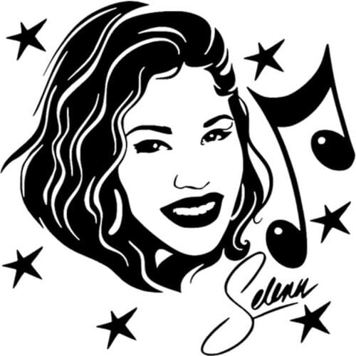 13cm*13cm Selena Quintanilla Singer Actress Music Fashion Car Sticker Black/Silver S3-4699