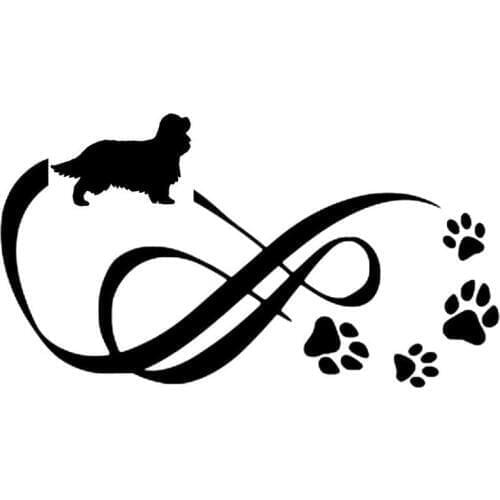 18*10CM Cavalier King Charles Spaniel Animal Paw Print Car Stickers Vinyl Decal Car Styling Decoration Black/Silver S1-0699