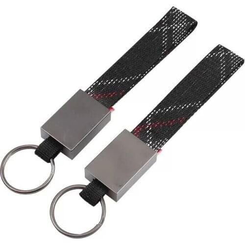 2pcs Car Keychain holder Fashion Titanium Alloy Fabric With Scottish Tartan Keyring Key rope For GTI AUdiAccessories