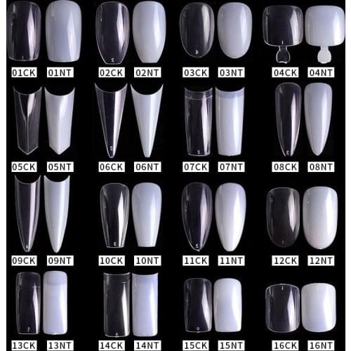 500/100PCS PRO White Clear V Straight Round End Full/Half Acrylic Ballet Coffin French False Nail Tips Fake Toenail Tip Manicure