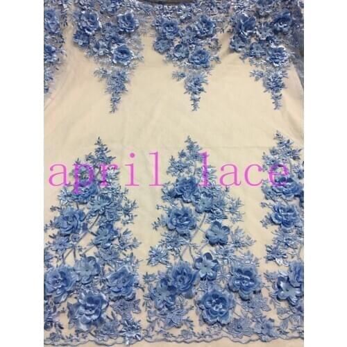 Ap905-7 3d flower embroidery pearls net tulle mesh lace for evening dress/sawing/wedding