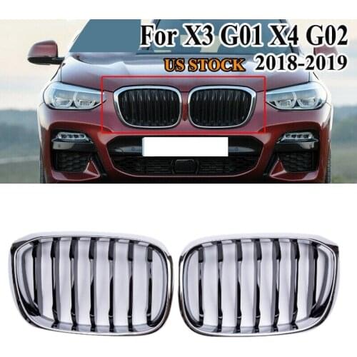 Car Front Kidney Grill for -BMW 3 4 X3 X4 G01 G02 G08 2018 2019 2020 Chrome+Black Bumper Racing Grills