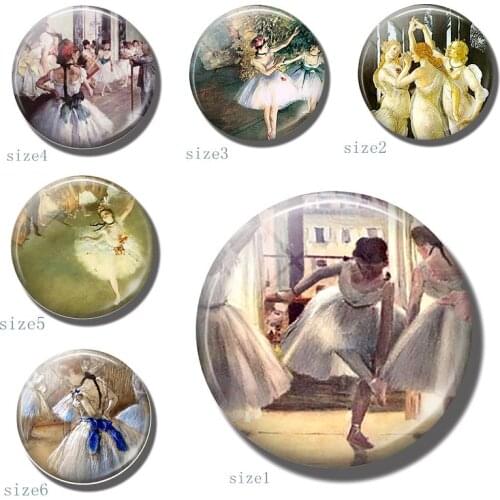 Ballerinas Art 30MM Fridge Magnet Dance Glass Dome Refrigerator Sticker Degas Ballet Note Holder Ballet Teachers Home Gift