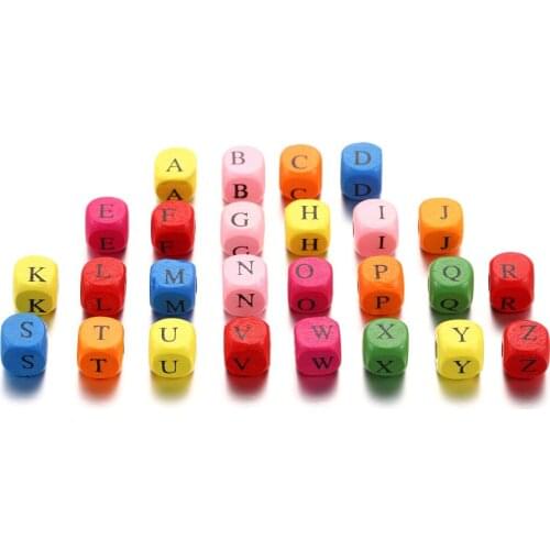 8mm/10mm Letter Natural Wood Beads Square Alphabet Beads Loose Spacer Beads For Jewelry Making Handmade DIY Bracelet Necklace