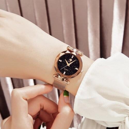 WWOOR Watch Women luxury brand Fashion Starry Sky Wristwatches Women Rose Gold Watches Women Steel Band reloj mujer 2021