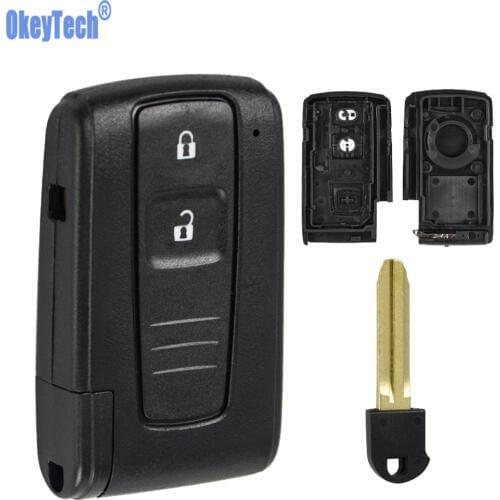 OkeyTech 2 Buttons Car Key Case Shell Fob For Toyota PRIUS 2004-2009 COROLLA VERSO Camry Replacement Smart Key Card with Blade