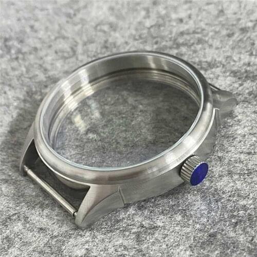 42MM Watch Case Stainless Steel Watch Case Frosted Transparent Bottom Watch Case for ETA6497 ST36 Watch Movement