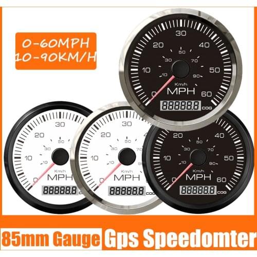 85mm Digital GPS Speedometer Gauge 0-60MPH 100Km/h Adjustable Odometer With Antenna For Car Truck Motorcycle Marine 9-32V