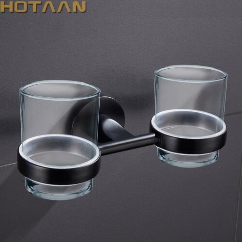 Free shipping Fashion toothbrush holder,Black color ,Double cup, Bathroom cup holder bathroom set-wholesale YT-10908-H