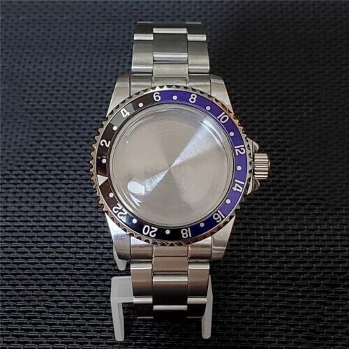 For NH35 NH36 Watch Movements 39.5mm Stainless Steel Watch Case Bezel & Watchband Kit Watch Repair Parts