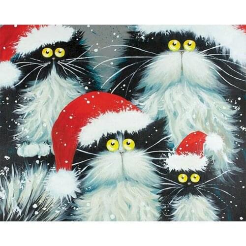 GATYZTORY 60x75cm Frame Painting By Numbers Kits For Adult Christmas cartoon Cat picture by numbers Drawing Art Craft