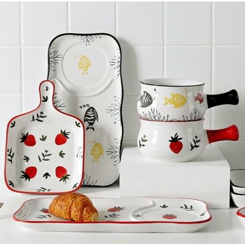 Underglaze ceramic bowls and dishes, household breakfast bowls, baking trays, microwave-heated tableware, fruit salad bowls