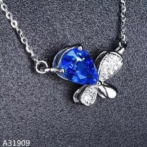 KJJEAXCMY Fine Jewelry 925 sterling silver inlaid natural sapphire ladies necklace pendant support detection luxury new