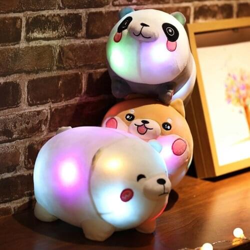 Colorful Luminous Dog LED Light Plush Pillow Cushion Kids Toys Stuffed Animal Bear Growing Panda Doll Birthday Gift for Child