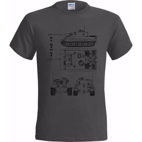 Summer Short Sleeves Fashiont Pz.Bfw VI HEAVY TANK BLUEPRINT MENS T SHIRT THUNDER WAR GAME TIGER II PANZER T Shirt