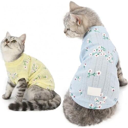 Pet Summer Casual T-shirt Kitten Pullover Marguerite Printed Vest Dog Clothes