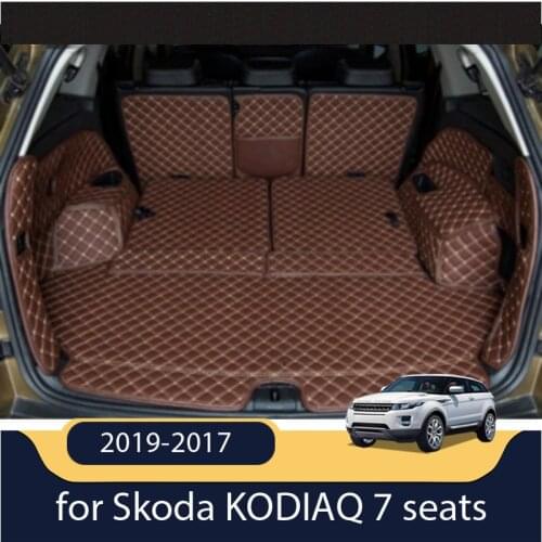 Best quality! Full set car trunk mats for Skoda KODIAQ 7 seats 2019-2017 waterproof boot carpets cargo liner mat for Kodiaq 2018