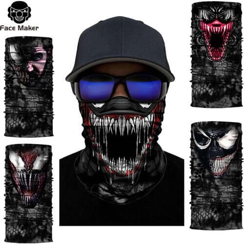 3D Punisher Mask Bandana Mascarillas Venom Neck Gaiter Cycling Face Mask Hiking Scarves Headband Ski Balaclava Bufanda