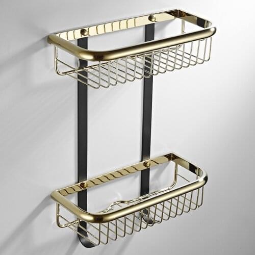 Bathroom Shelf 304 stainless steel Bath Shower Rack Bath Shower Shelf Bath Shower Holder Bolt Inserting Gold Square Corner Shelf