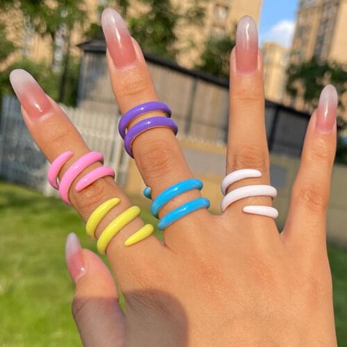 Metal Colorful Dripping Oil Alien Distortion Irregular Line Ring for Women Girl Party Travel Jewelry HUANZHI 2021 NEW Trend