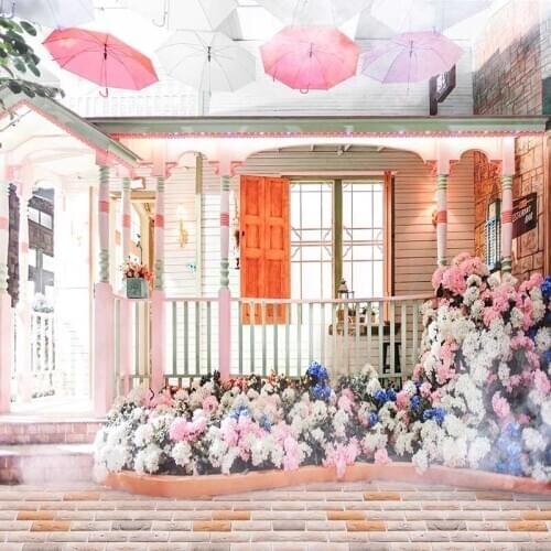 MEHOFOTO Vinyl Photography Background Flower Umbrella Computer Printed Modern Style Wedding Backdrops for Photo Studio CM-6594