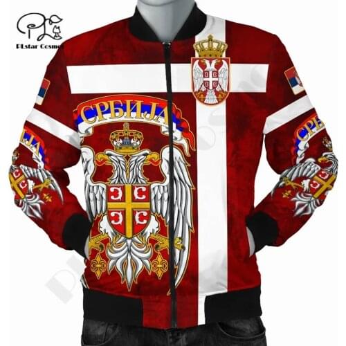 Men/Women Winter Serbia Country 3DPrint Autumn Zipper Flight Jacket Unique Casual Unisex Harajuku Thick Coat Streetwear E-2