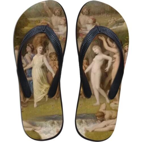 2019 Customizable Summer Beach Flip Flops Men Slippers Painting Art Printing boy Flats Anti-Slip Flip-flops Shoes Print Ingres