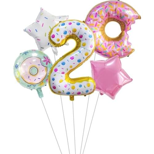 Navidad 32inch Candy Number Foil Balloons Donut Helium Globos Birthday Party Decorations Kids balls