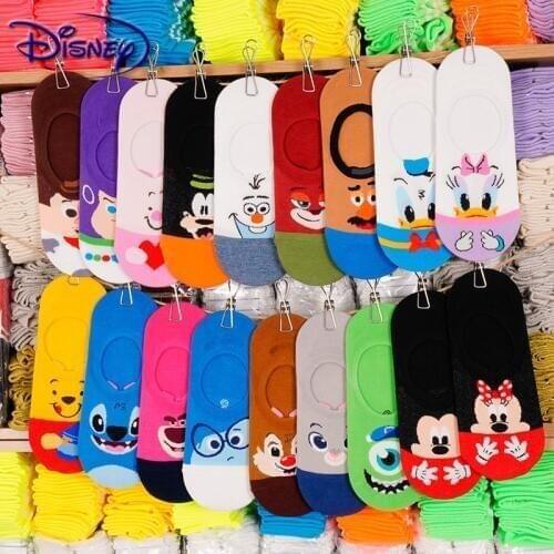 Disney Hot Sale Womens Korean Style Cartoon Pattern Cute Girls Boat Cotton Socks Fashion Funny Happy Novelty Ladies Short Socks