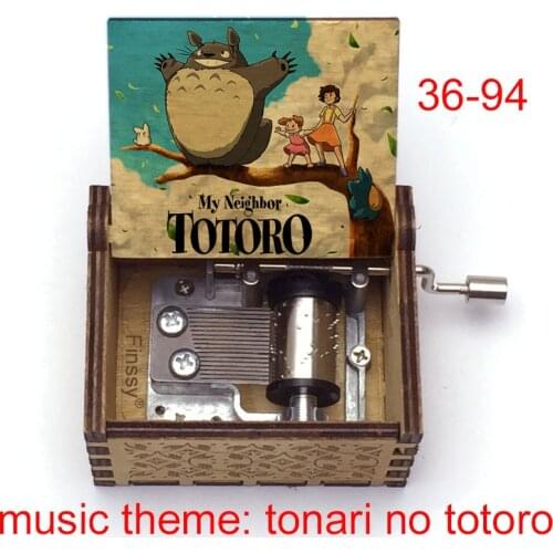 Newest design Tonari no Totoro Music Box Totoro Print Hand-ed Wood Musical Box family Girl childs gift new year Birthday Gift