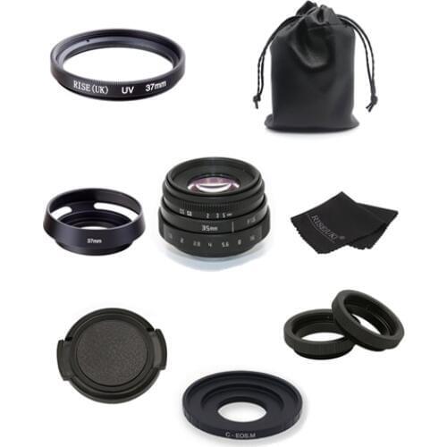 New arrive FUJIAN 35mm f1.6 C mount CCTV Lens II +C mount adapter ring+Macro For Canon EOS M EF-M Mirrorless