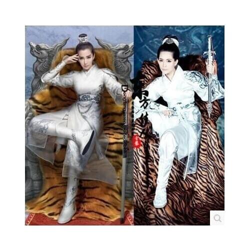 New Movie A Chinese Odyssey White Zhizhunbao Actor Costume LiBingbing Web Game Costume with Embroidery Full Set with Boots