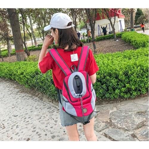 New outdoor double shoulder portable travel backpack pet dog transport bag front bag mesh head backpack dog bag dog backpack