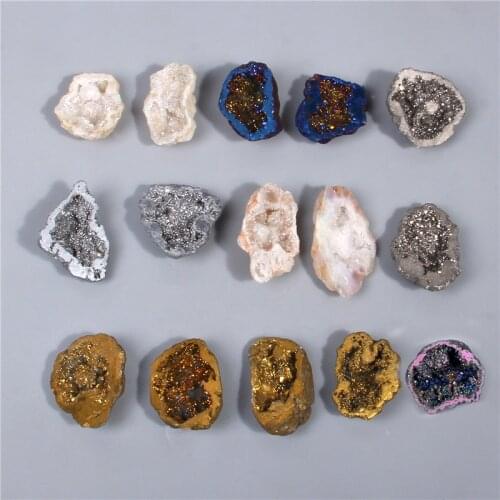 Half-cut Natural Druzy Pendant Irregular Geode Stone Quartz Charm for Jewelry Making DIY Necklace Female Crystal Pendant 1pcs