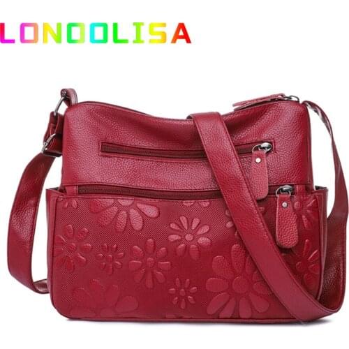 2 Layers Casual Womens Bags New Large Capacity Shoulder Crossbody Handbags and Purse Multi-pocket Leather Messenger Sac Bolsa