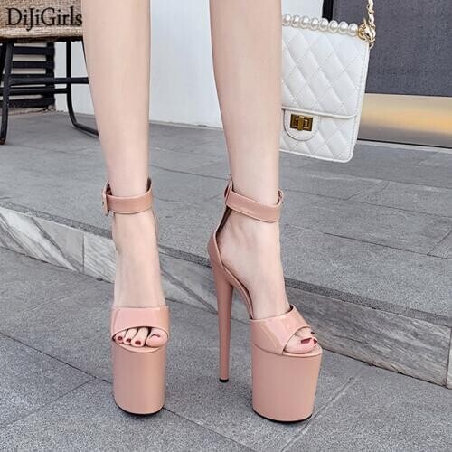 20cm Heel Gladiator Sandals Women Stripper Shoes Summer Women Platform Sandals Ladies Black High Heels Sexy shoes for Pole Dance
