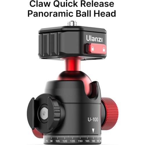 Ulanzi U-100 Metal Ballhead Tripod Panoramic Ball Heads Quick Release Ballhead Mount for DSLR Accessories with Cold Shoe
