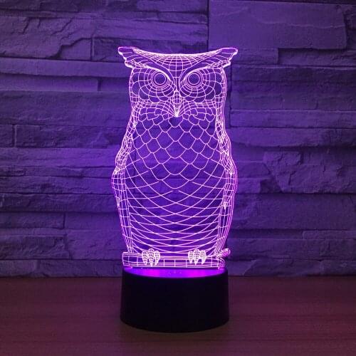 Owl New Novelty Animal 3D Lamp Night USB LED Lighting Mulitcolor Change Christmas Kids Toy Decorative luminaria Children Lamp