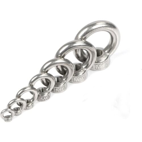 SS304 Metric Thread M3 M4 M5 M6 M8 M10 M12-M30 Marine Stainless Steel Lifting Eye Nut Rings Bolts Thread Silver A2-70 fastener