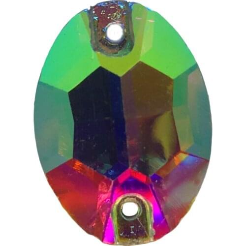 TopStone Oval Crystal Sew On Rhinestone Flatback AB Color Glass Strass Sew-on Stone For Garment Dress DIY Decoration