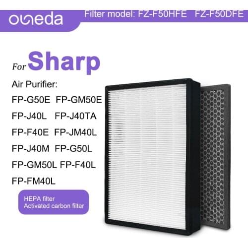 2 Pcs FZ-F50HFE FZ-F50DFE for Sharp Air Purifier Filter FP-J40 FP-JM40 FP-G50 FP-GM50 Air Filter H13 HEPA Filter Carbon Filter