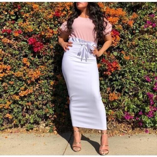 101cm Womens' Elegant Modest Muslim Islamic Warm ruffles stitching skirts female fashion summer longer Skirts with belt Wq1530