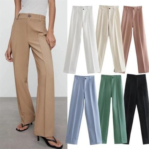 Za 2021 spring autumn womens clothing leisure pants fashion office high waist pants black Show thin trousers