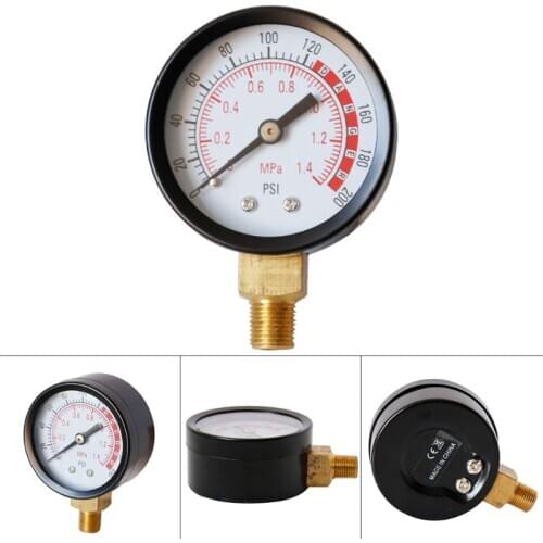 0-200 PSI Pressure Gauge Air Gauge for Air Tank 1/8" NPT Bottom Mount 0-1.4 Mpa
