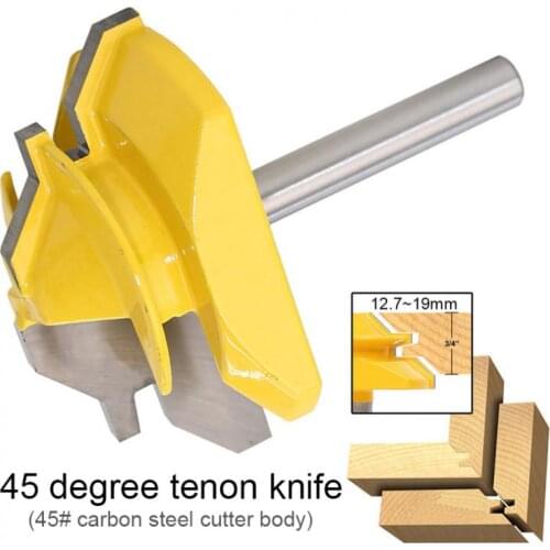 1/4" Shank 45 Degree Lock Miter Router Bit Woodworking Tenon Milling Cutter Tool Drilling Milling For Wood Carbon Steel