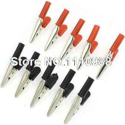 10 Pcs Insulating Plastic Handle Test Lead Alligator Clips Clamps 60mm