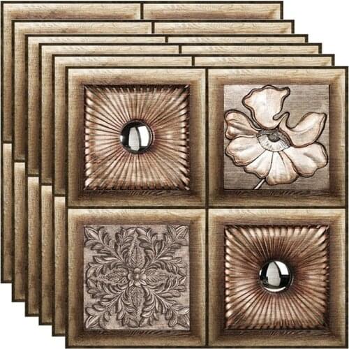 LBER 10Pcs European Classical Pattern Wall Sticker DIY Removable Tile Self-Adhesive Waterproof Bathroom Home Decoration