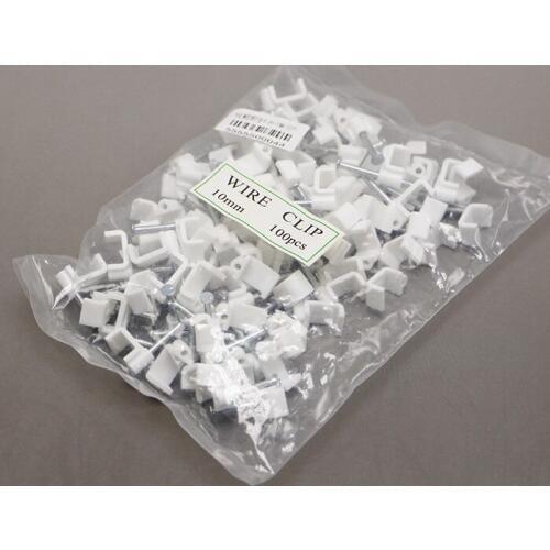 100pcs) 10MM Flat Nail Clip White Square Wall Hanging Screw Clips