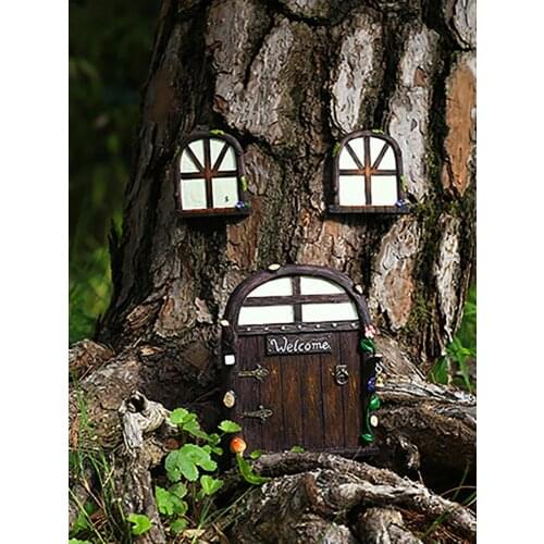 2mm Mini Elf Hut Door with Window DIY Painting Fairy Gate Wooden Door Home Garden Party Decoration Ornament Gnome, manualidades