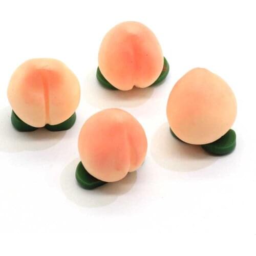 20*18MM Resin 3D Fruit Peach Cabochons Kawaii Resin 3D Fruit Flatback Cabs Craft Beads For Jewelry Making DIY